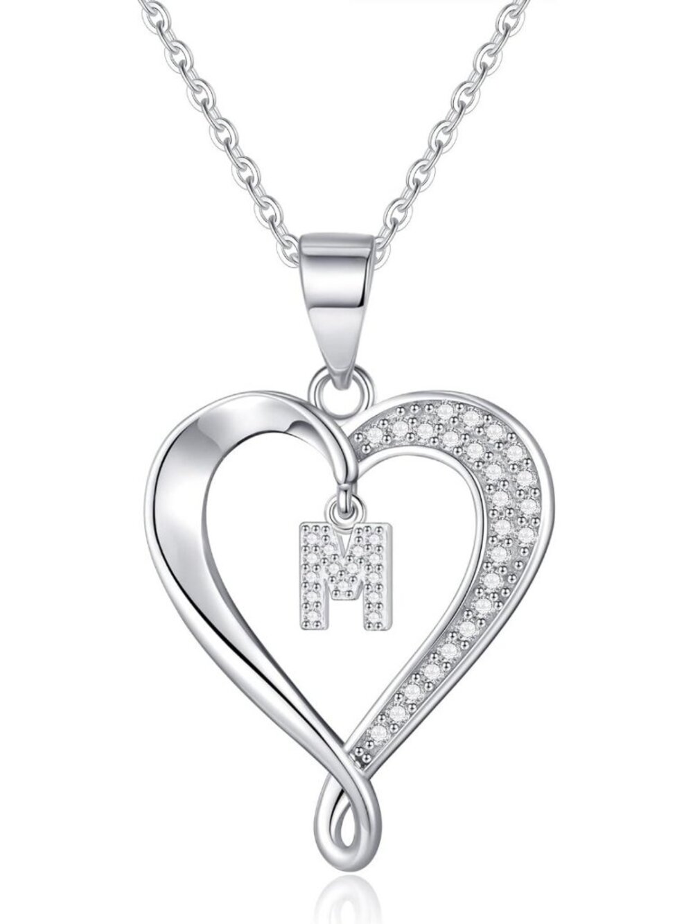 Sterling Silver Infinity Heart Necklace for Women - Initial Jewelry Gift for Her